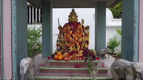 Four Faced Buddha Statue, Kek Lok Si Buddhist Temple, Penang, Malaysia Stock Footage 296745692
