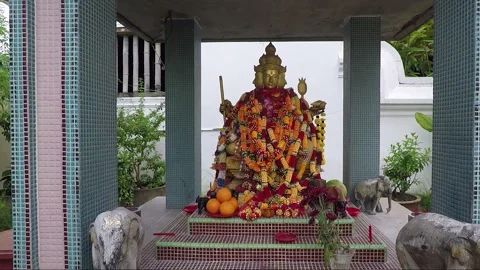 Four Faced Buddha Statue, Kek Lok Si Buddhist Temple, Penang, Malaysia Stock Footage 296745694