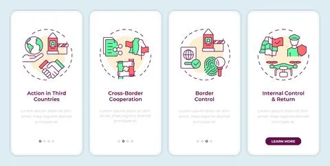 Four filter model onboarding mobile app screen Stock Illustration