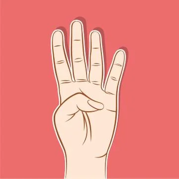 Four finger up or number count concept design Stock Illustration