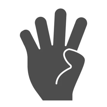 Four fingers gesture solid icon. Hand with four fingers up vector illustration Stock Illustration