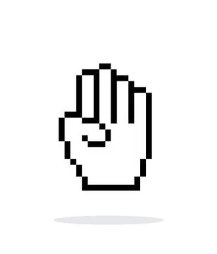 Four fingers. Pixel hand cursor icon on white background. Illustrazione stock