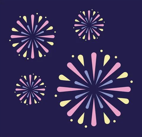 Four fireworks explosion icons Stock Illustration