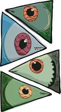 Four Fish Heads Stock Illustration