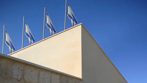 Four flags of Israel flapping in wind 動画素材 91189757