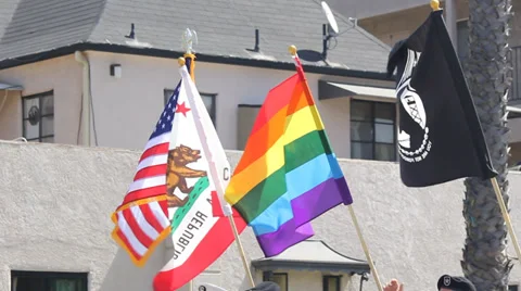 Four Flags At Long Beach Pride Parade Video stock 38318018