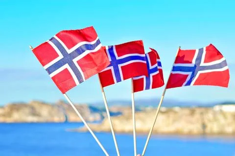 Four flags of Norway Stock Photos