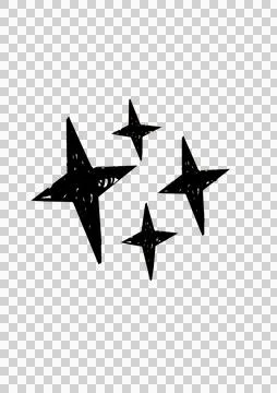 Four flat design sparkle icons are floating on transparent background, showing Stock Illustration