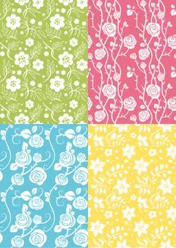 Four floral seamless Stock Illustration
