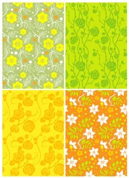 Four floral seamless Stock Illustration