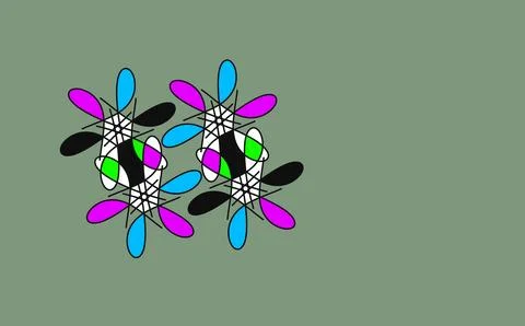 Four flower‑like geometric shapes on light green background Stock Illustration