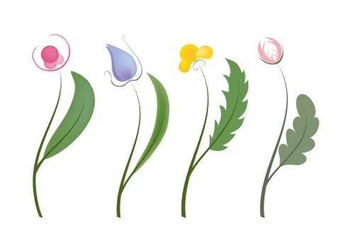 Four flowers Stock Illustration
