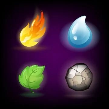 Four forces or nature elements - Water, Fire, Earth, Air. Design elements on Stock Illustration