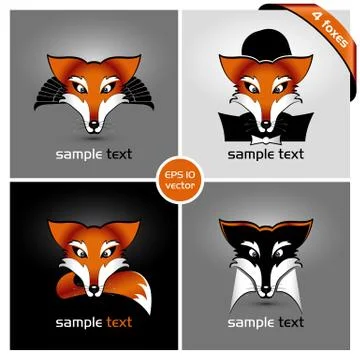 Four foxes Stock Illustration