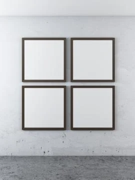 Four frames on a concrete wall イラスト素材