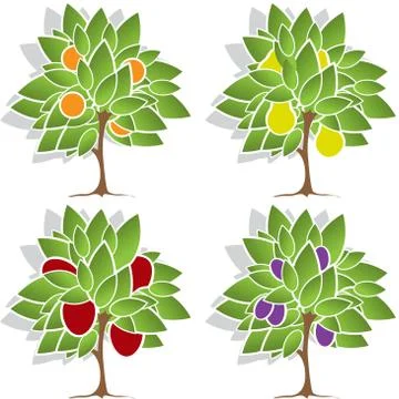 Four fruit trees Stock Illustration