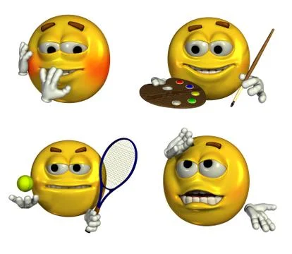 Four Fun Emoticons Stock Illustration