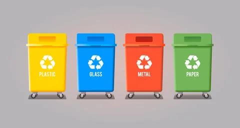 Four garbage containers Stock Illustration