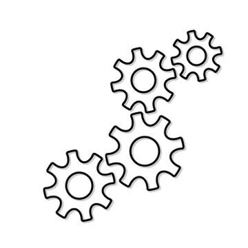 Four gear wheel countour vector illustration Stock Illustration