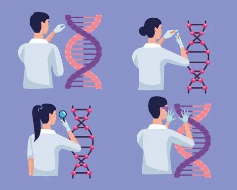 Four genetic testing icons Stock Illustration