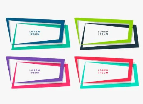Four geometric frames set in different colors Stock Illustration