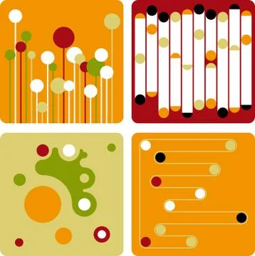 Four geometrical soft retro backgrounds. Simple forms. Stock Illustration
