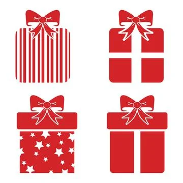 Four gift boxes Concepts in vector icons set Design For Christmas and Gifts.. Stock Illustration