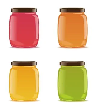 Four glass jars with jam Stock Illustration
