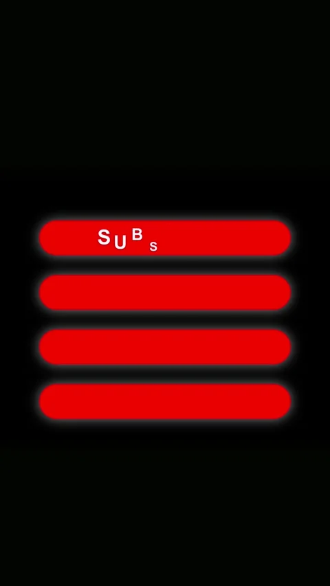 Four Glowing Red Horizontal Bars with Neon Outline on Black Background abstra Stock Footage 337459550