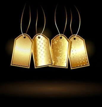 Four gold label Stock Illustration