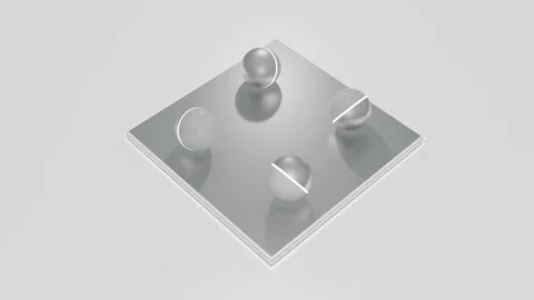 Four gray spheres with a luminous stripe roll back and forth on a light-colored  Stock Footage 166145504