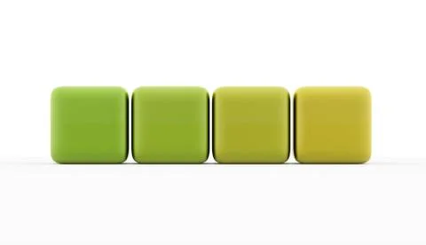 Four green cubes concept isolated on white background Illustrazione stock