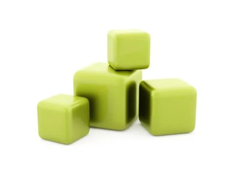 Four green cubes isolated Stock Illustration