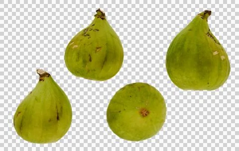 Four Green Figs Isolated Stock Photos