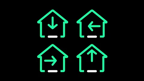 Four Green Home Icons Grid Animation Stock Footage 346803899