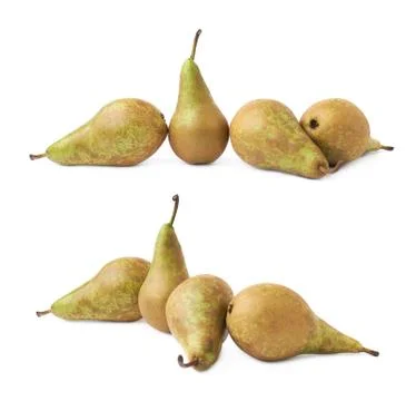 Four green pears composition isolated Stock Photos