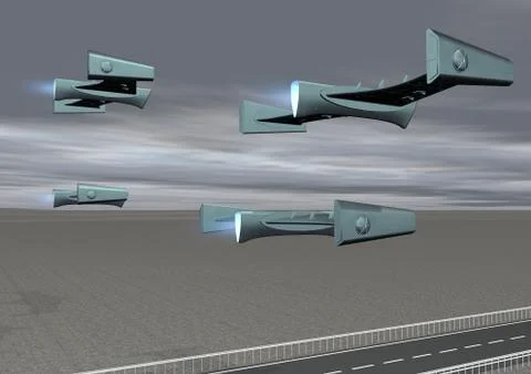 Four gun drones (desert) Stock Illustration