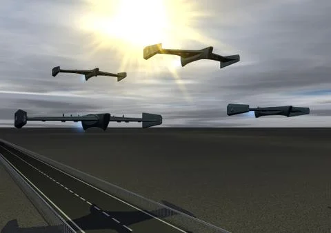Four gun drones (the sun) Stock Illustration