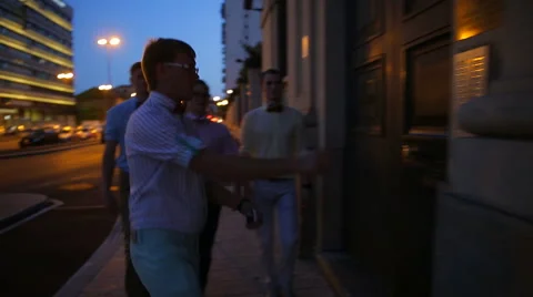 Four guys fool around Stock Footage 56493289