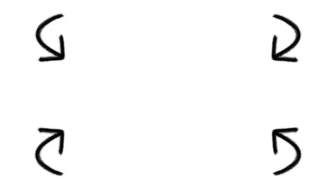 Four hand drawn curved arrows pointing to the middle of an empty frame. Stock Footage 208665722