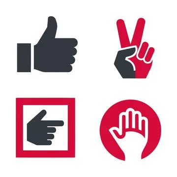 Four hand gesture icons in flat design style Vector Stock Illustration