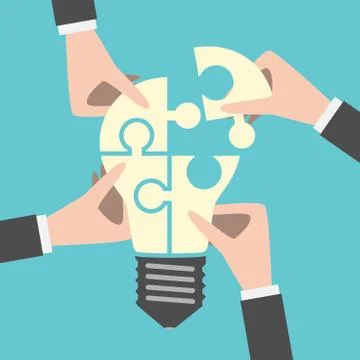 Four hands building idea Stock Illustration