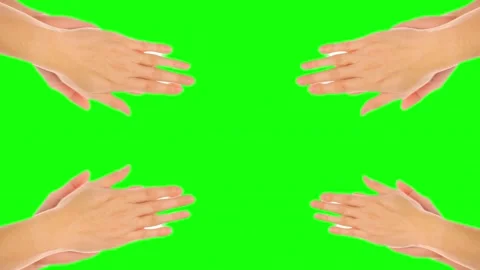 Four hands clapping in applause on green screen background Stock Footage 340244482