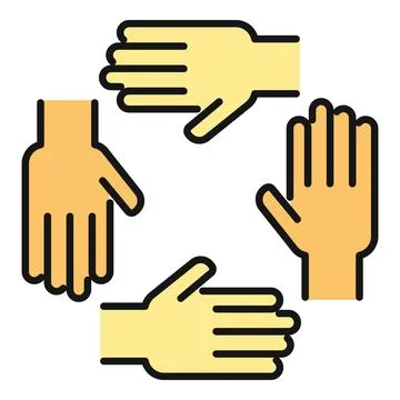 Four hands forming a circle demonstrating teamwork イラスト素材