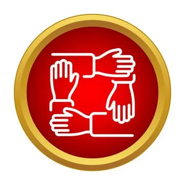 Four hands joining in a circle symbolizing teamwork Stock Illustration