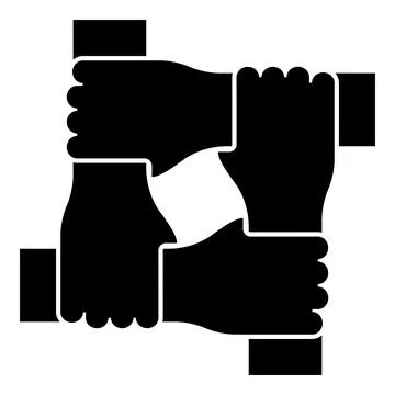Four hands together concept teamwork united teamleading Arm interlocking with Illustrazione stock