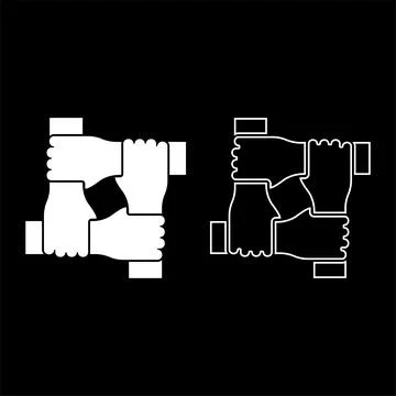 Four hands together concept teamwork united teamleading Arm interlocking with Illustrazione stock