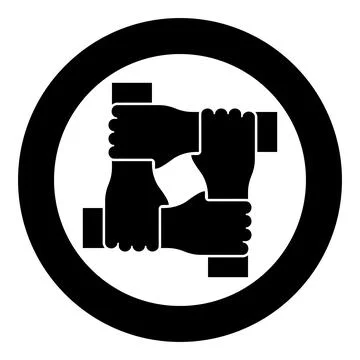 Four hands together concept teamwork united teamleading Arm interlocking with Stock Illustration