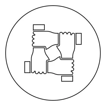 Four hands together concept teamwork united teamleading Arm interlocking with Illustrazione stock