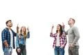 The four happy people gesture on the white background Photo